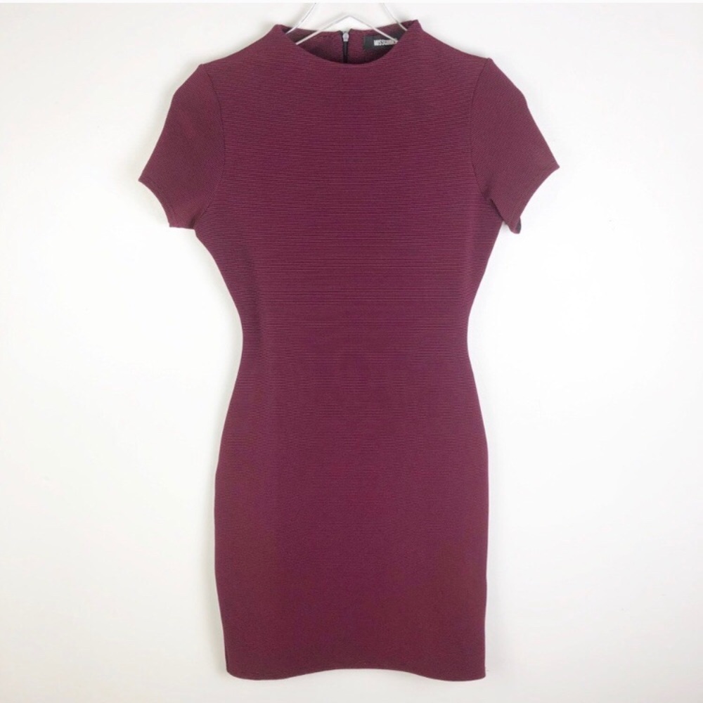 Missguided | Burgundy Stripped Bodycon Dress Sz 4
